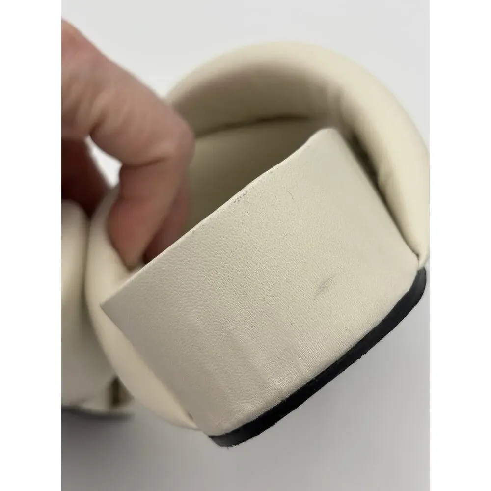 Jil Sander Padded Slides White Leather Size 38 / 8 Arch Support Puffy Pillow